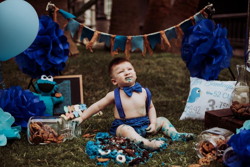 smash cake, pastel come galletas, quinta los monjes, bebe, fotografia de bebes, mac y liz