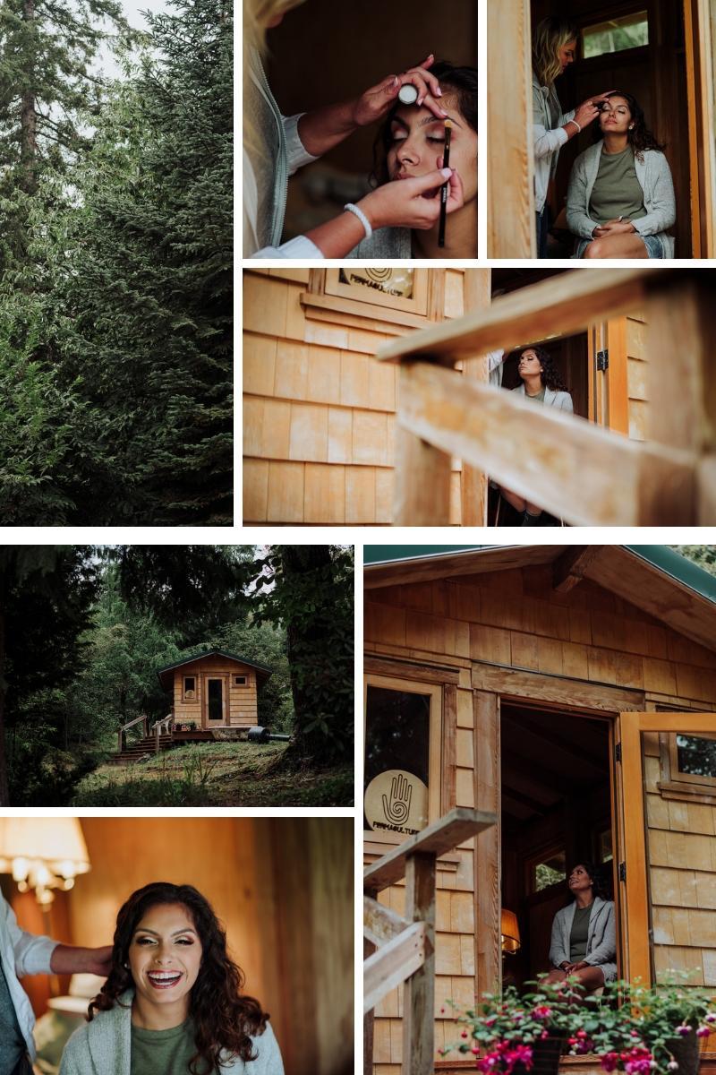 Boda seattle cabaña bosque getting ready