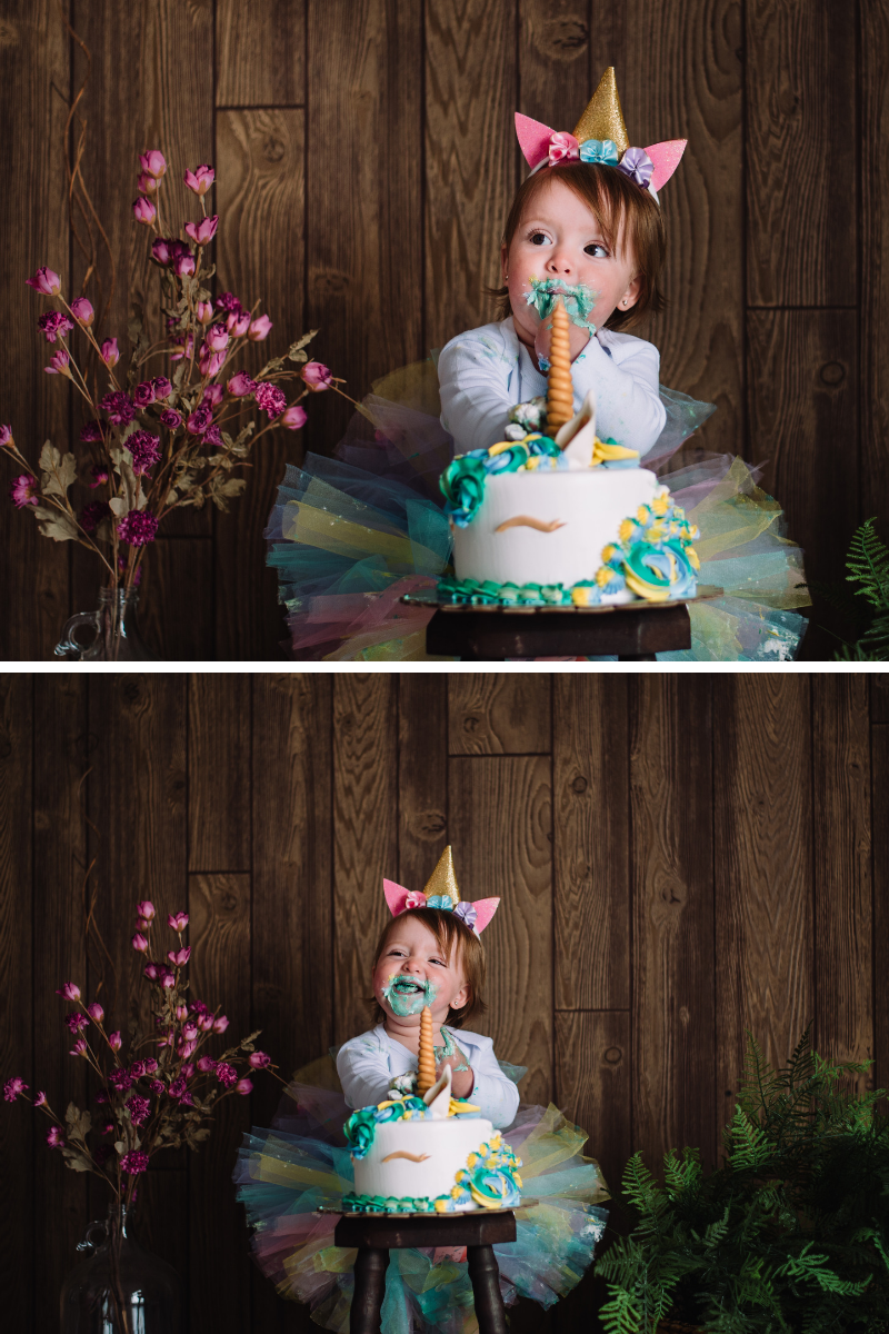 bebe, primer cumpleaños, smash cake unicornio