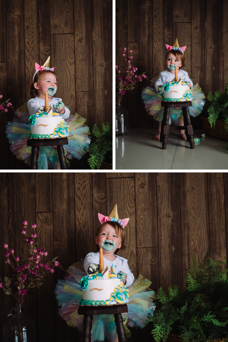 bebe, primer cumpleaños, smash cake unicornio