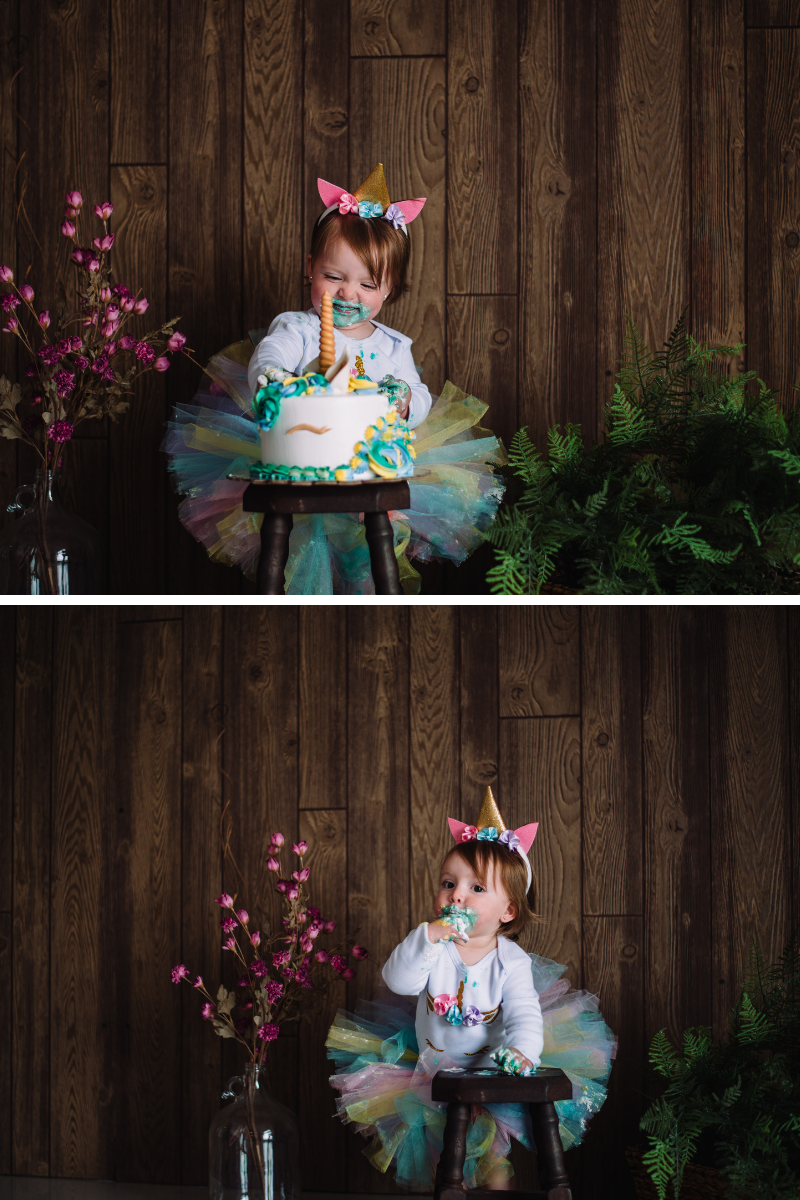 bebe, primer cumpleaños, smash cake unicornio