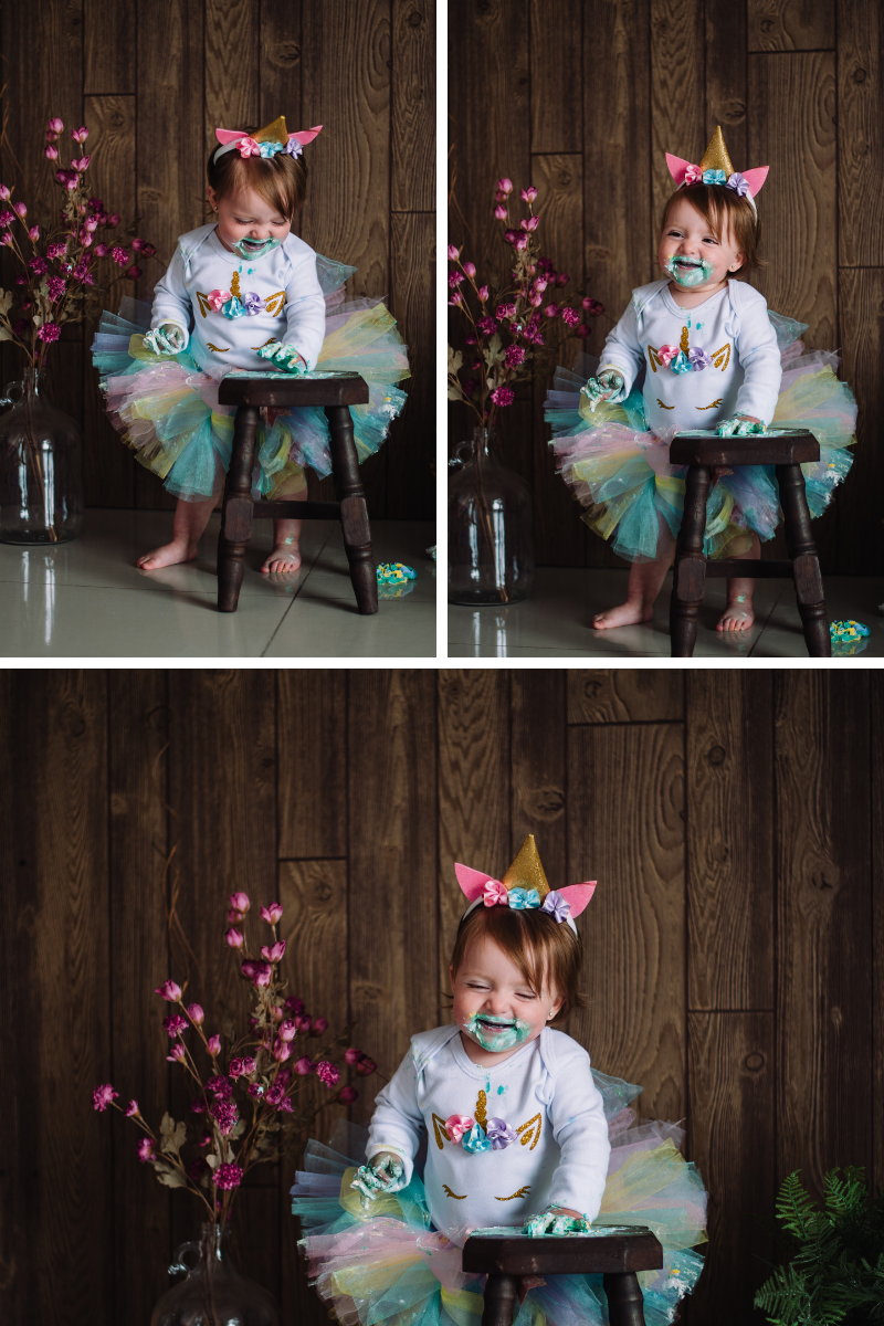 bebe, primer cumpleaños, smash cake unicornio