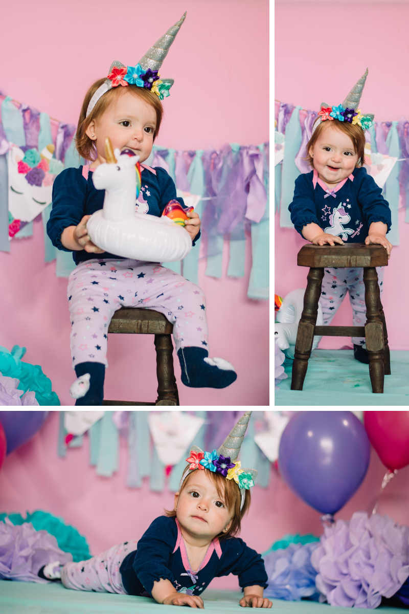 bebe, primer cumpleaños, smash cake unicornio