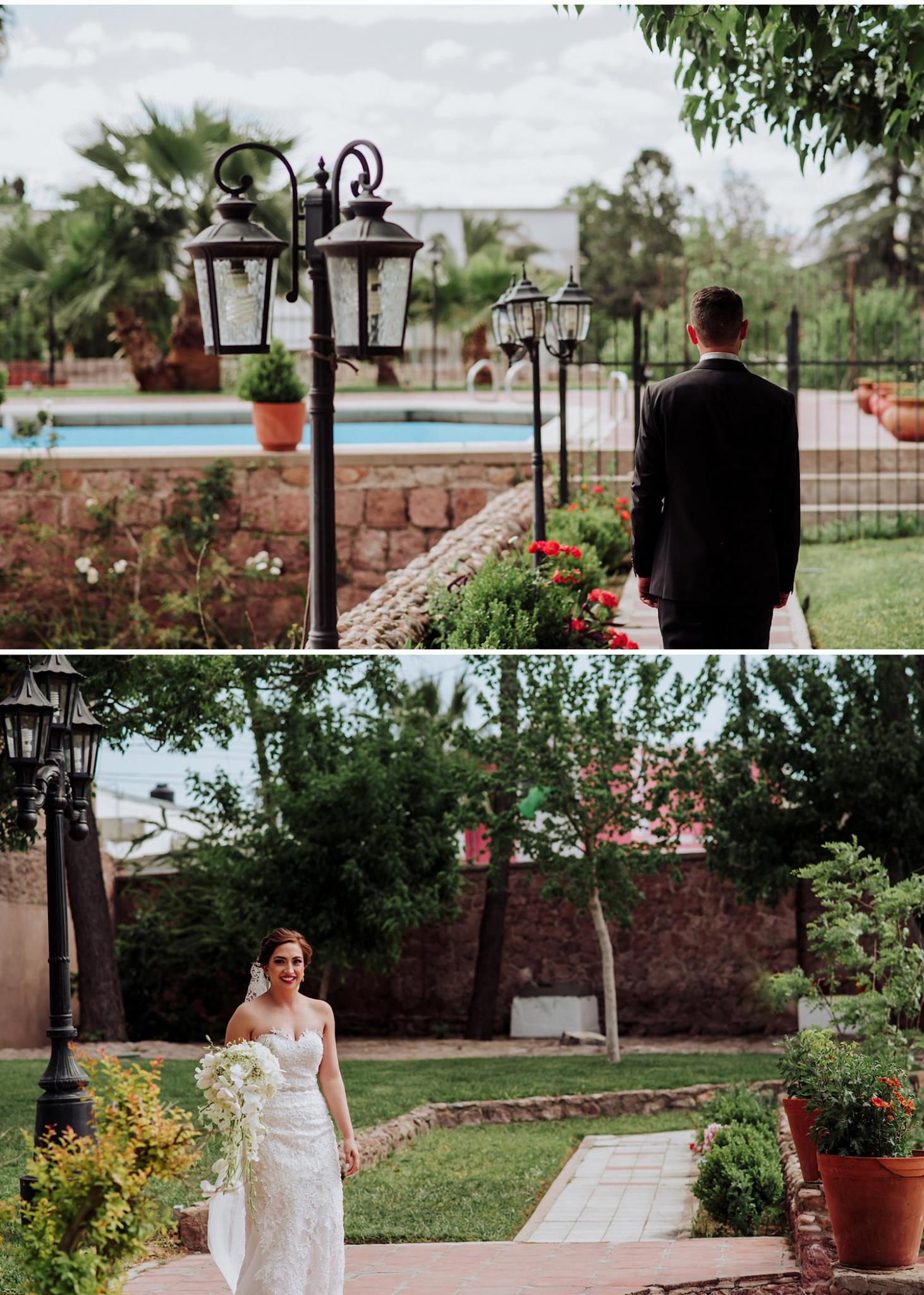 boda, boda en chihuahua, mac y liz, momento de los novios, encuentro de novios, primera vista vestidos de novios