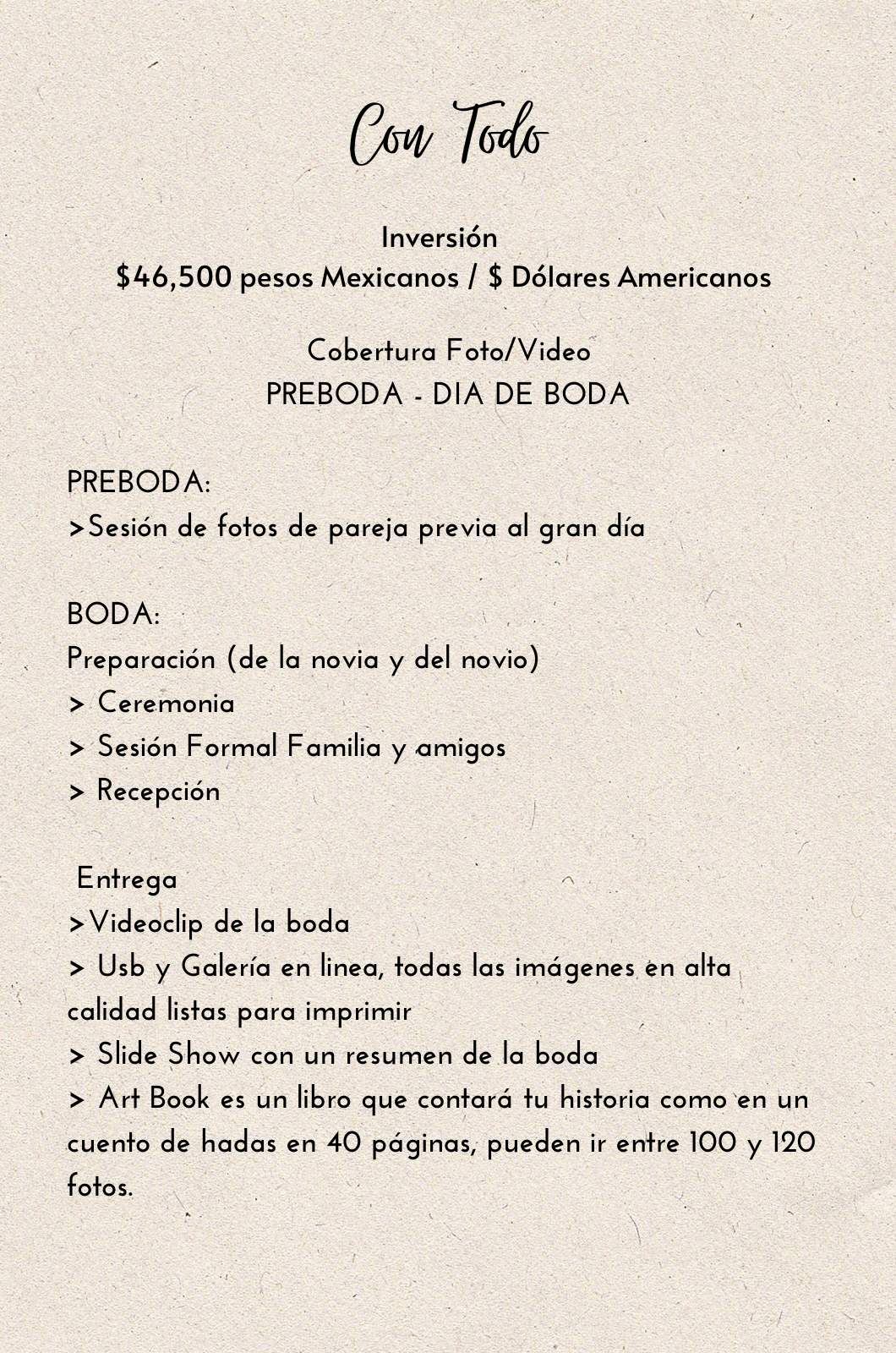 Precios de Paquetes de Fotografia y video de Boda en Mexico