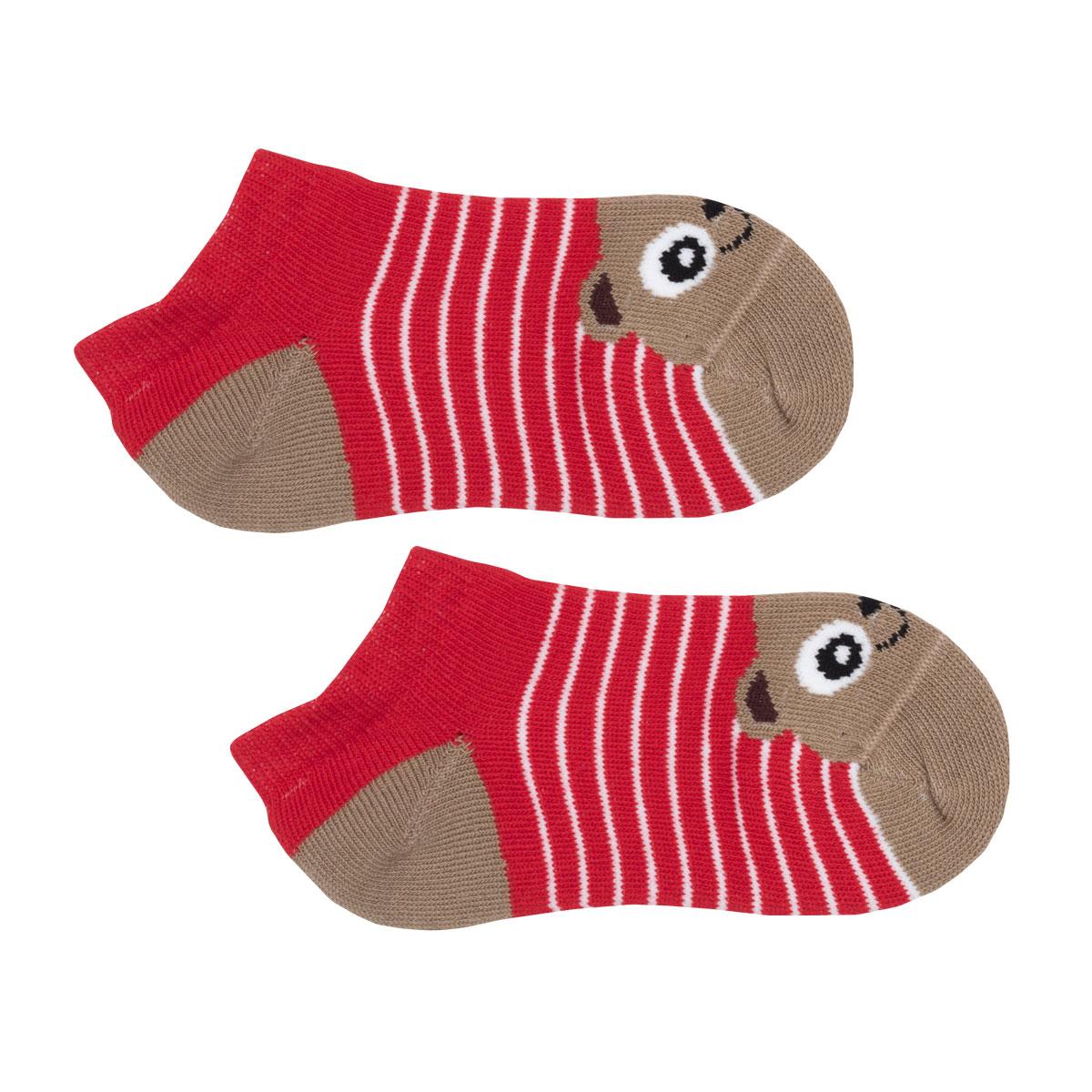 Medias con dibujos de animalitos rojo y marron
