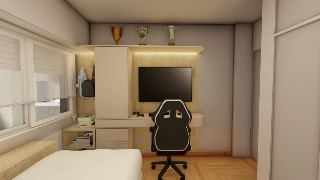 renders de diseño habitación niño 