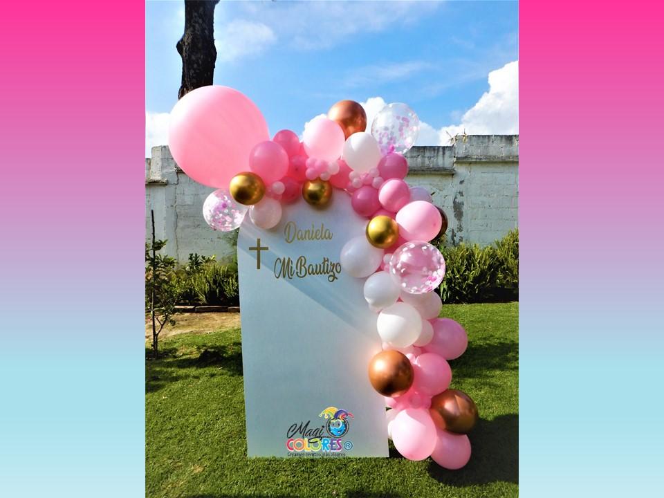 Backdrop con Globos Mi Bautizo