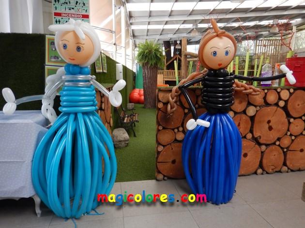 Figuras con globos de Elsa y Ana de Frozen