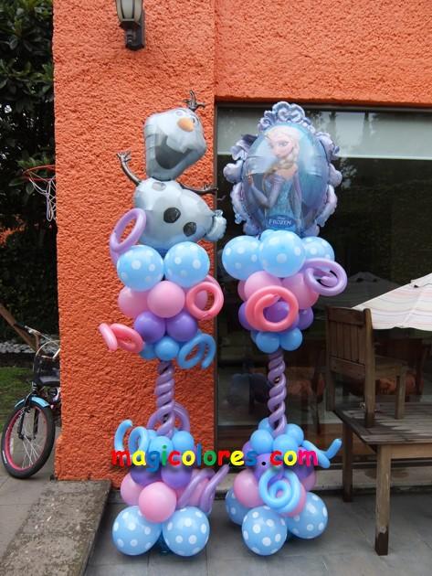 Columna con Globos Frozen y Columna con globos Olaf
