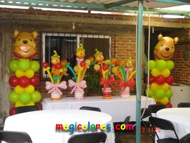 Decoración temática Winnie Pooh con globos