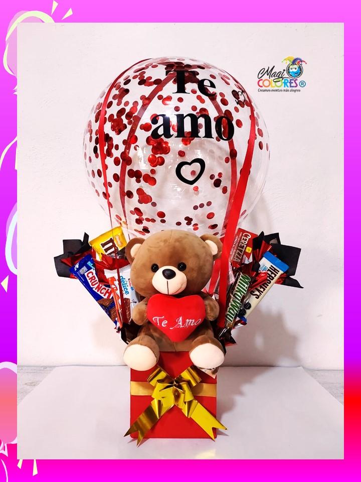 Arreglo San Valentín Peluchesuquet de globos de Amor y Amistad