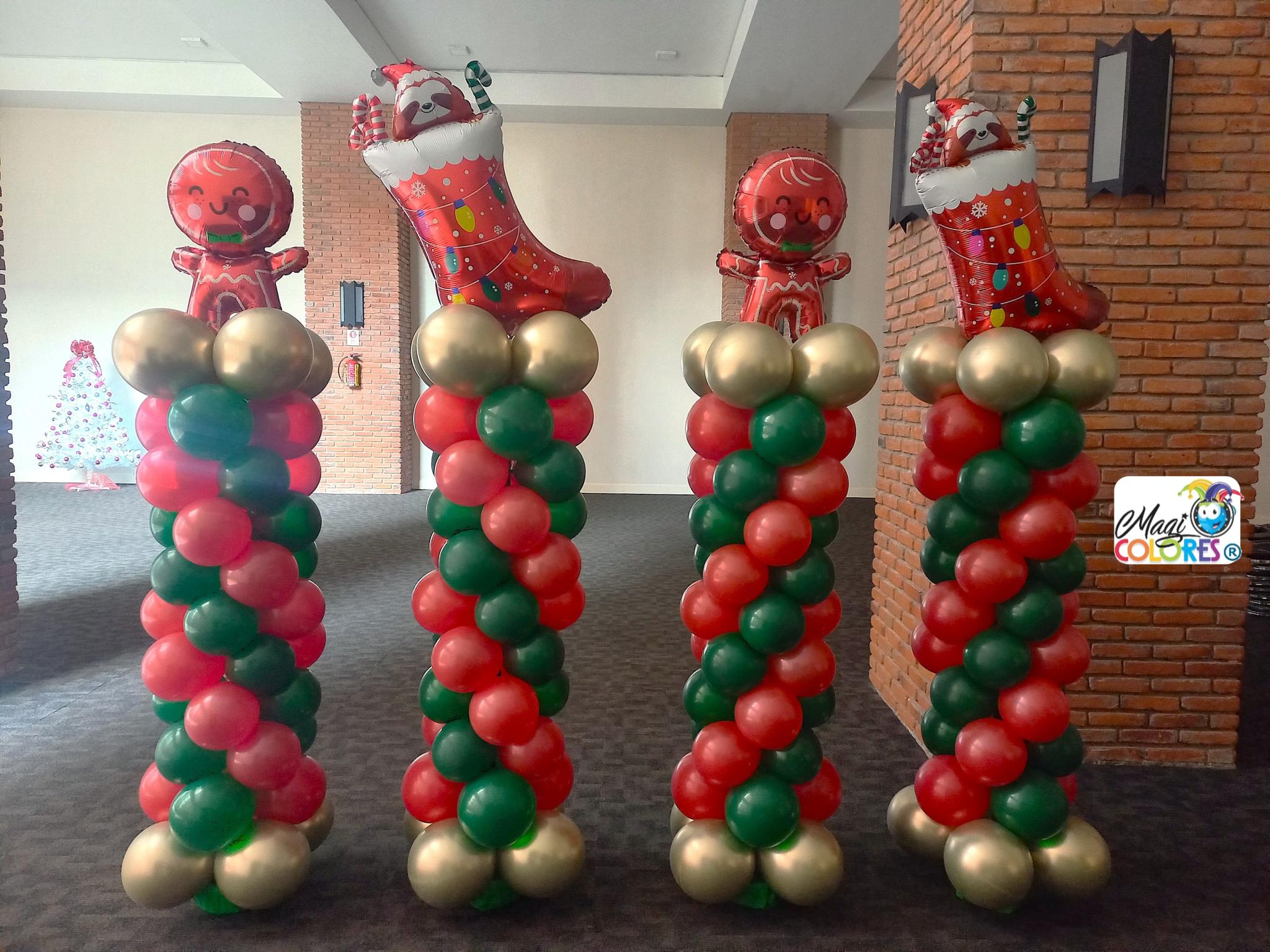 Columnas Navideñas con Globos