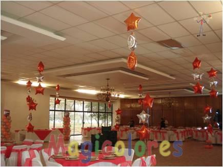Lluvia de estrellas con globos metálicos