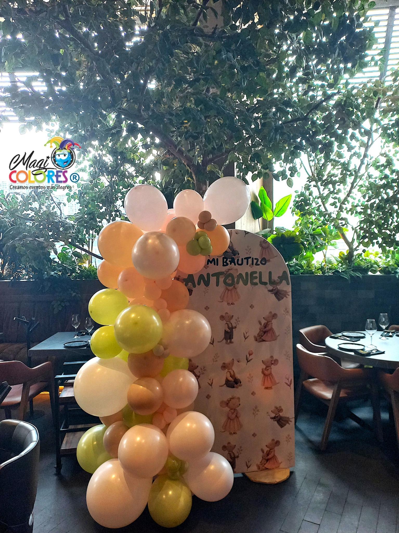 Mampara bautizo con globos