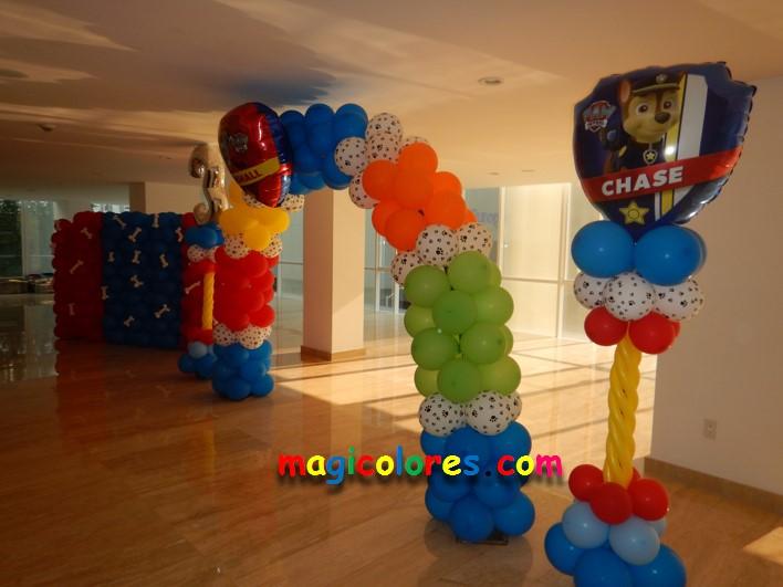 Decoración temática con globos paw patrol