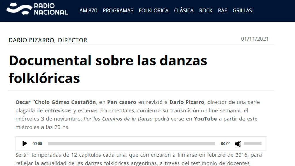 Presentación de la Serie POR LOS CAMINOS DE LA DANZA