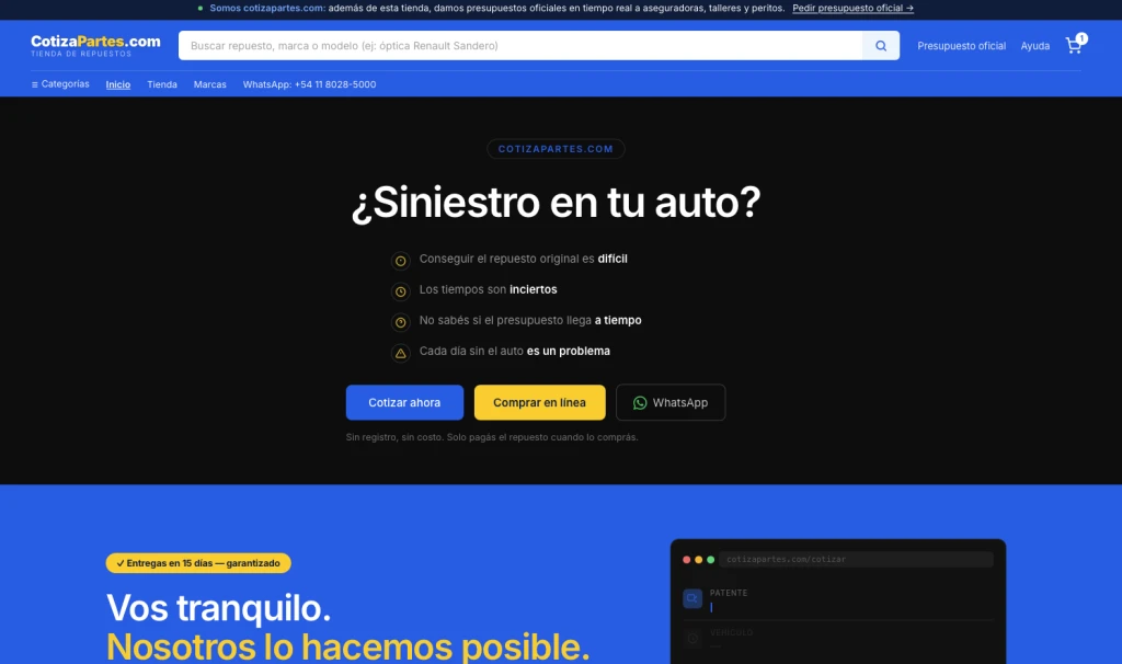 CotizaPartes.com — tienda de repuestos