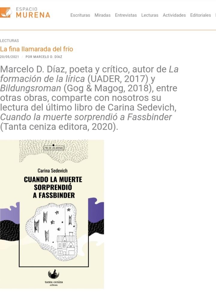 Reseña de Cuando la muerte sorprendió a Fassbinder en Espacio Murena