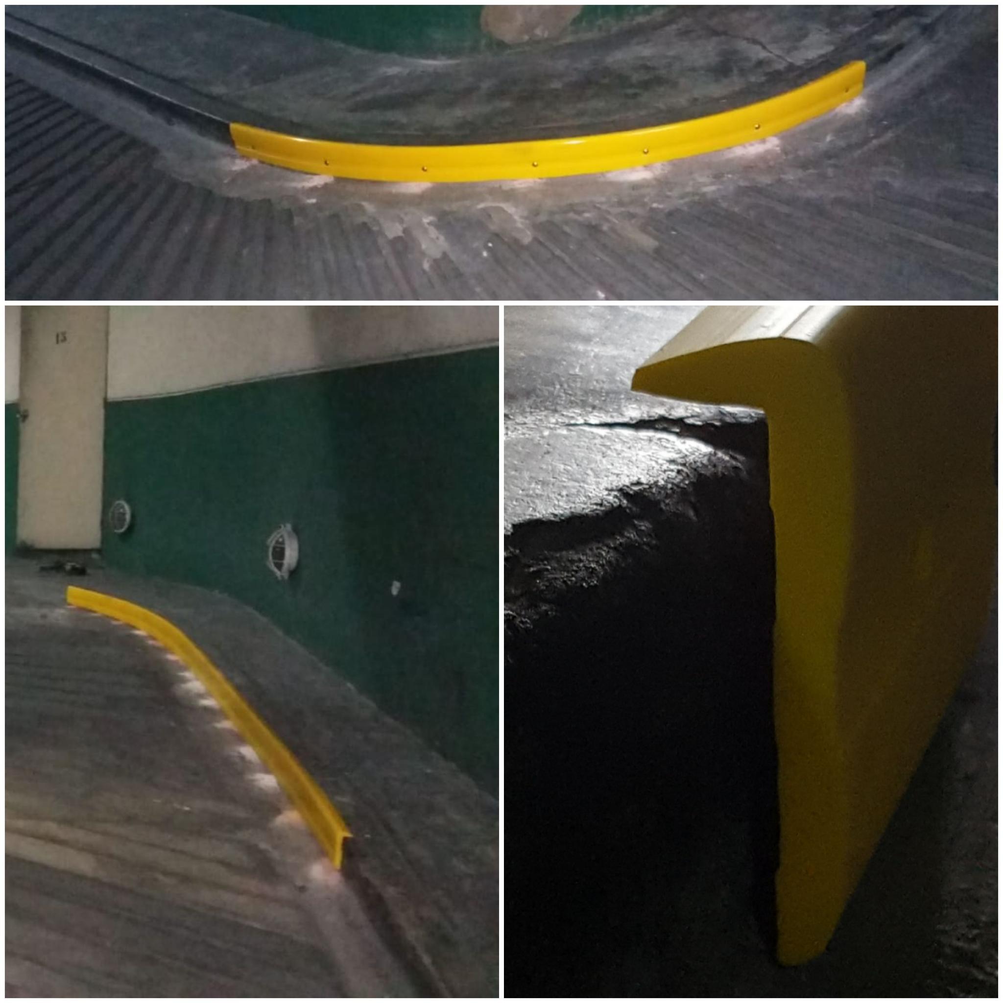 Protecciones para cordones laterales en rampas de acceso vehicular a cocheras.