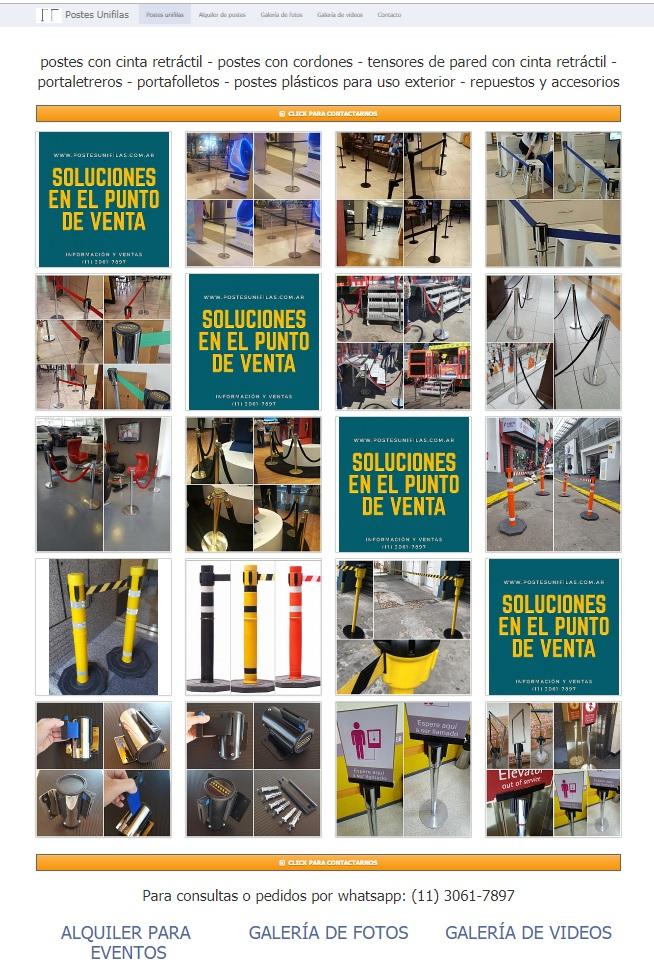 Postes Unifilas. Venta y alquiler de postes con cinta retráctil y postes con cordones.