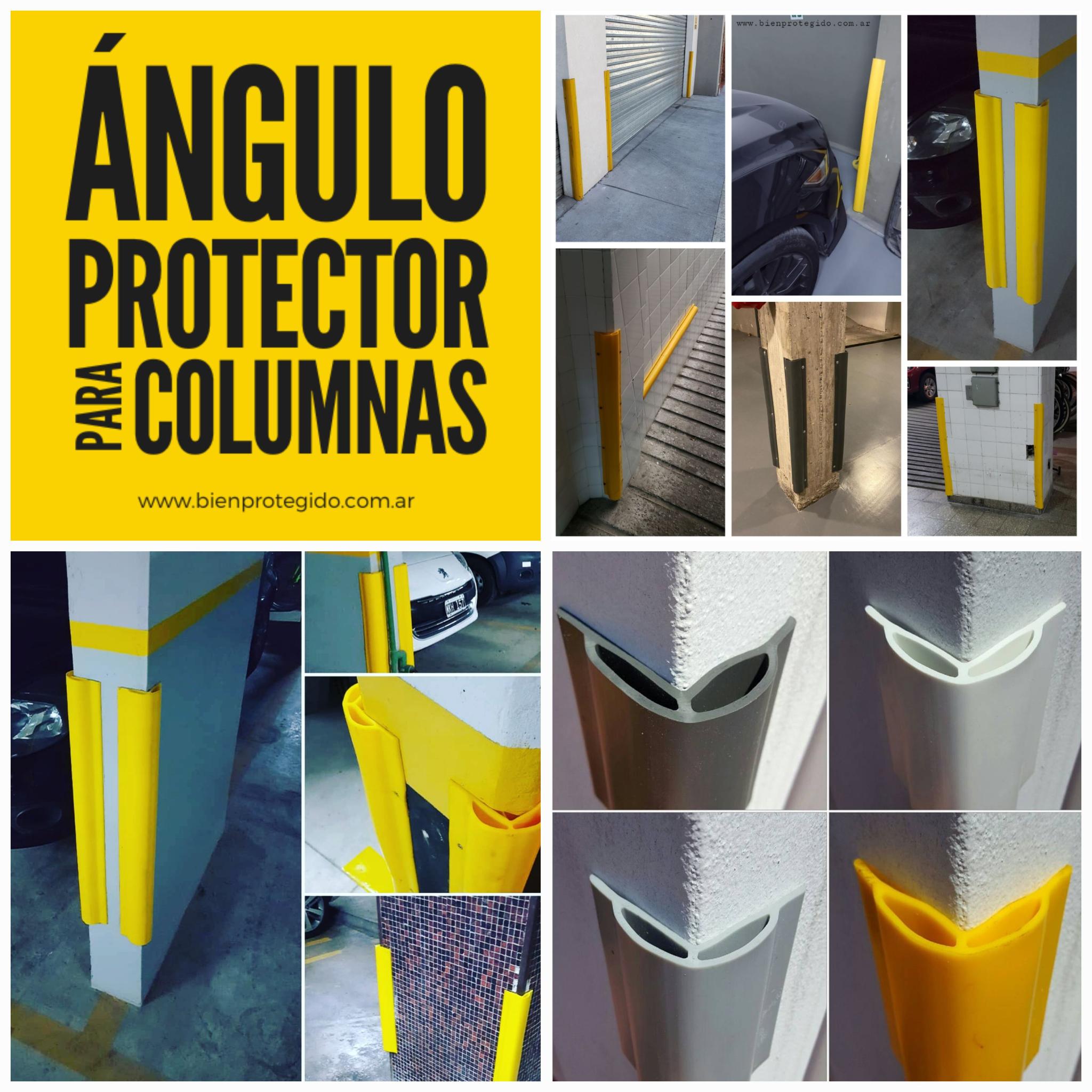 PVC flexible. 7x7 cm. Tiras de 3 metros. Protección antichoques para cubrir filos (aristas) de columnas cuadradas o bordes de paredes, vigas, canteros, etc.