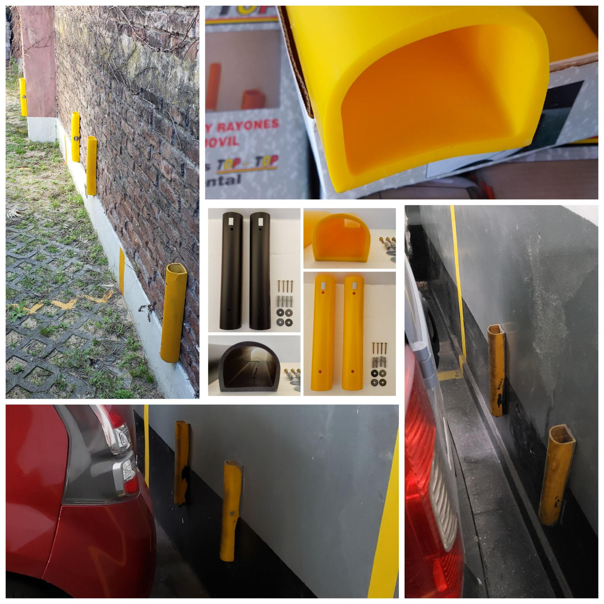 Topes de estacionamiento para pared.
