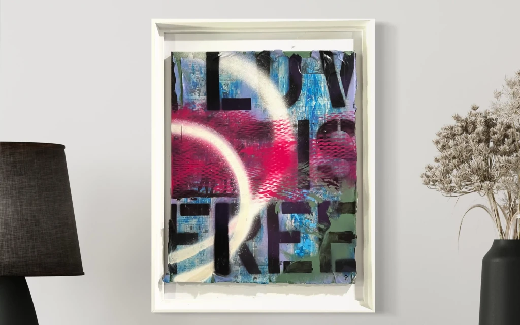 Luv is free - Contemporary Abstract Painting with Bold Typography