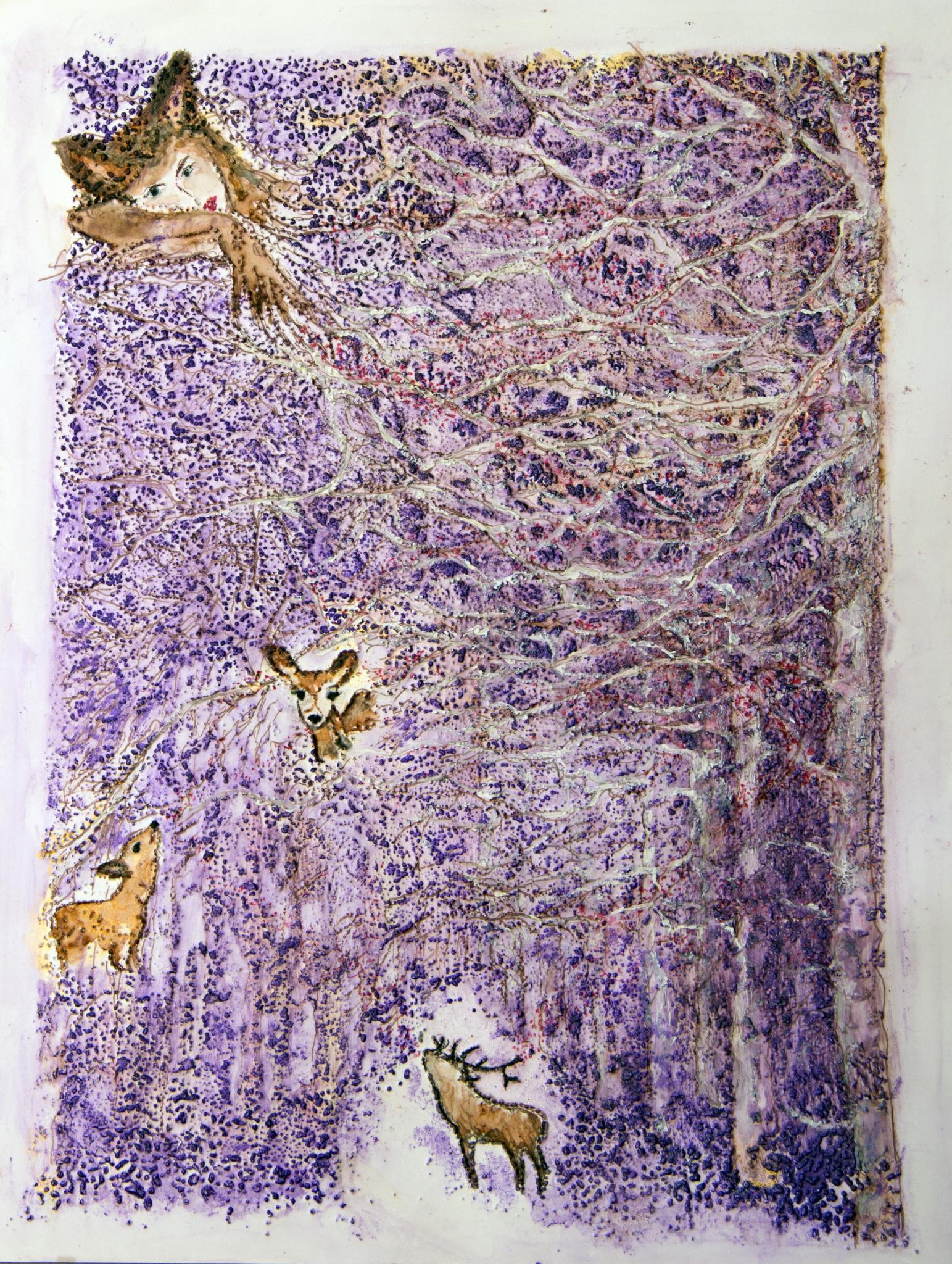 20x30 cms dibujo con técnica de punteado, témpera y boligrafos en gel