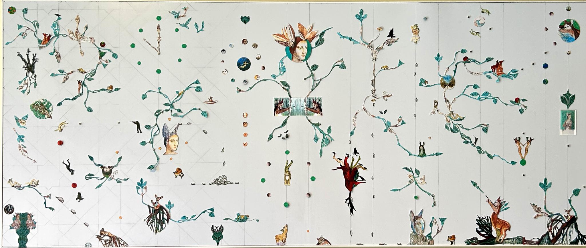 Panel imantado con collages de imágenes de la serie de 75 x 180 cms (Leer texto dedicado por la Lic Alicia Cáceres)