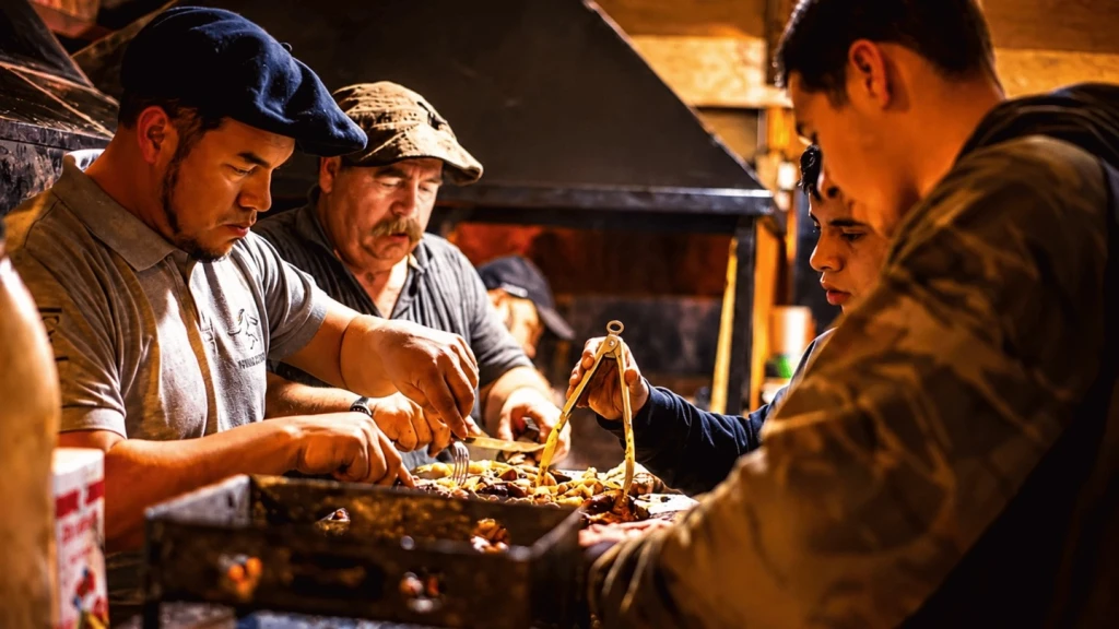 Asado patagónico en la estación