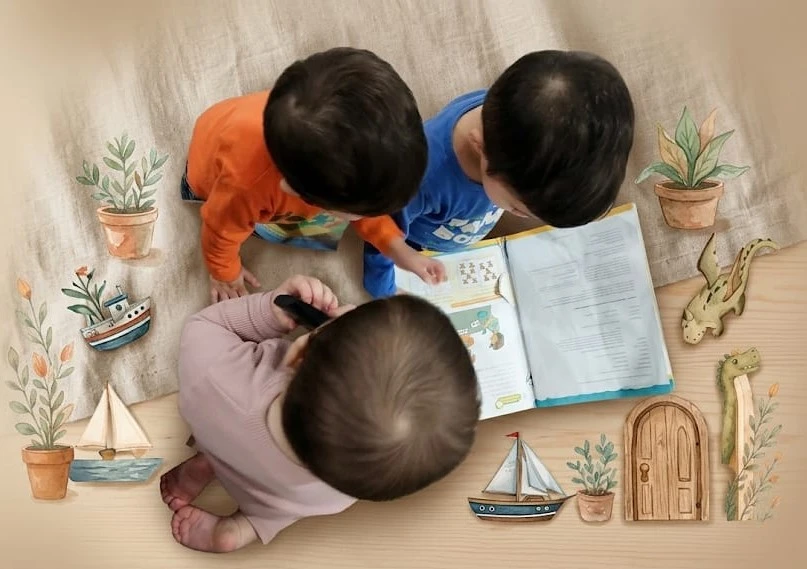 Niño leyendo un cuento ilustrado