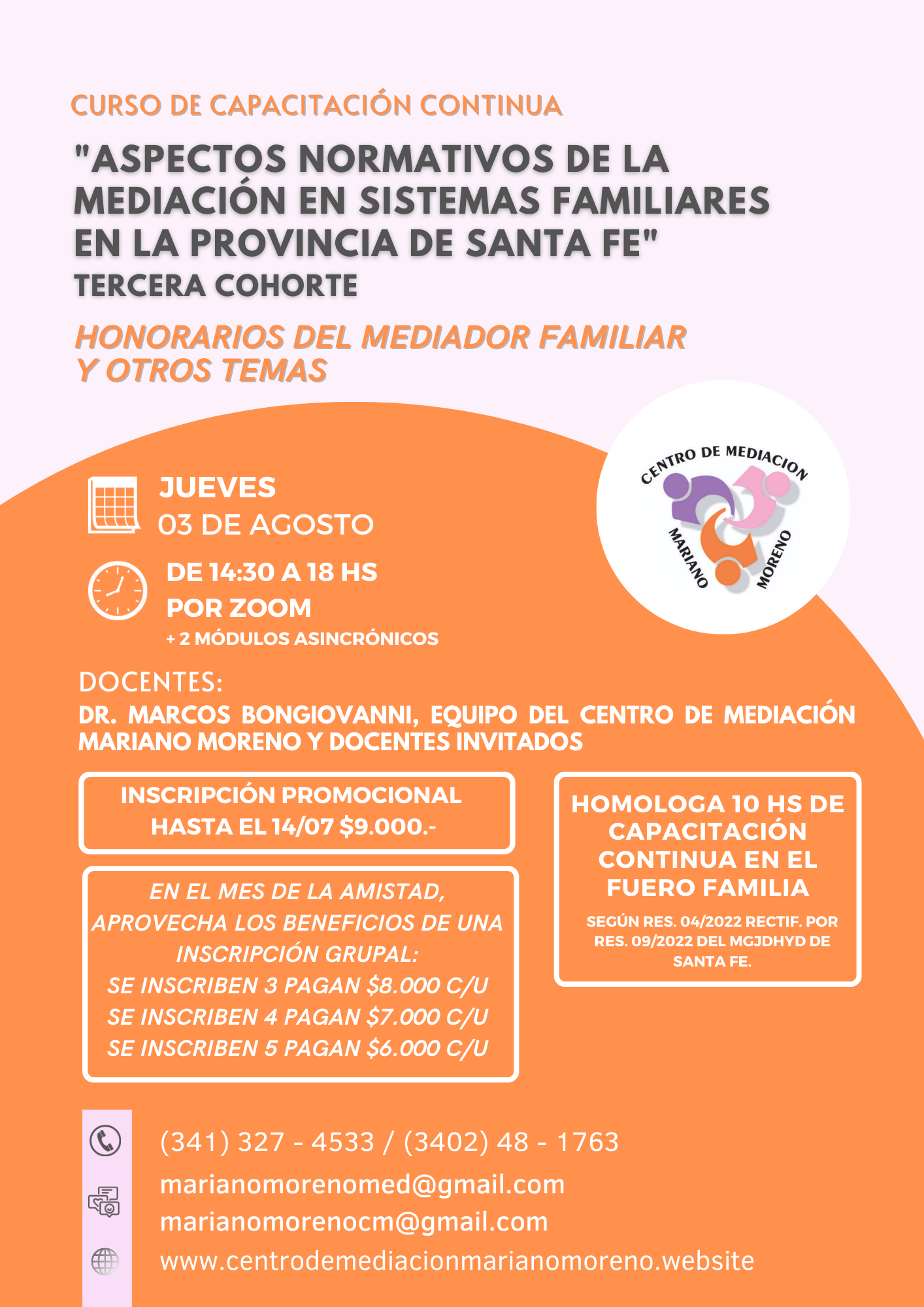 Curso "Aspectos normativos de la Mediación en Sistemas Familiares en la Provincia de Santa Fe. Tercera cohorte"
