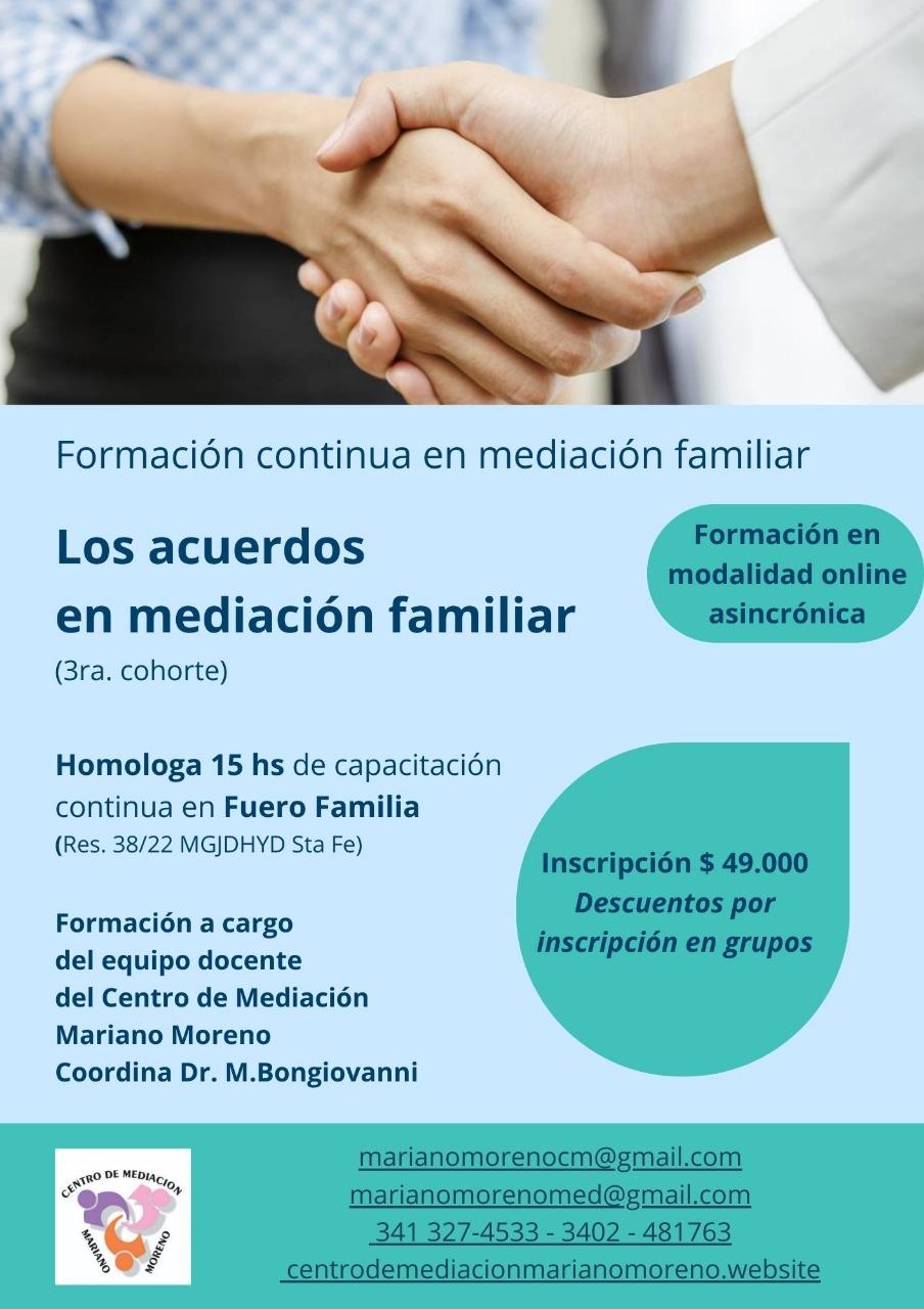 Los acuerdos en Mediación Familiar. Tercera cohorte.