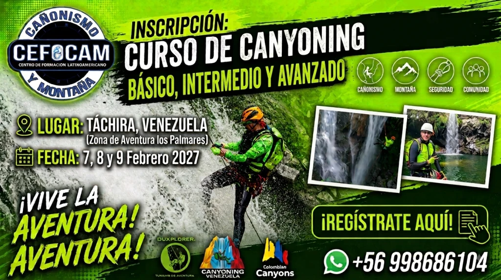 Curso Internacional Profesional de Canyoning o Cañonismo en Venezuela
