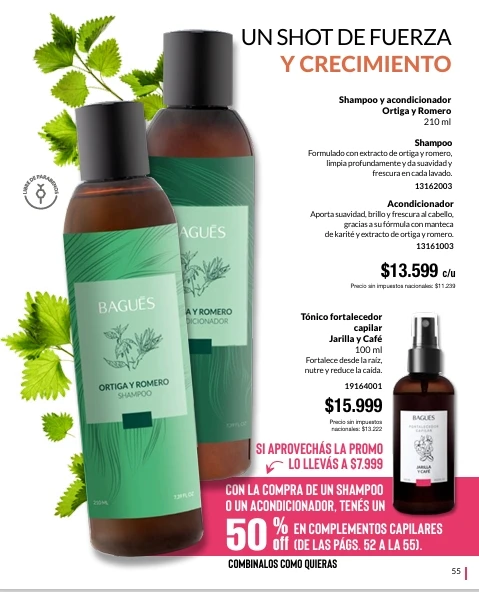 COMBO ORTIGA Y ROMERO + Producto para el cabello