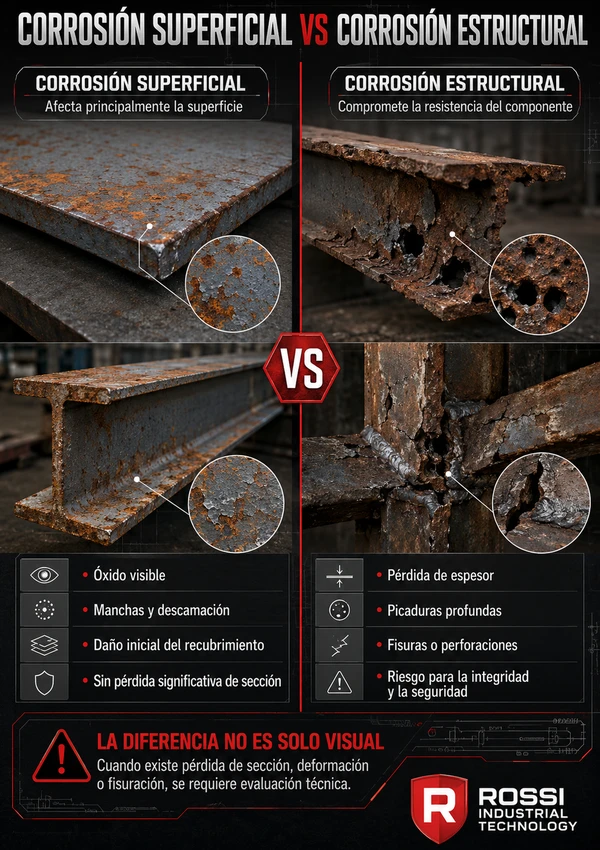 Corrosión superficial vs corrosión estructural