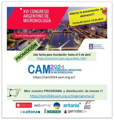 XVI Congreso Argentino de Microbiología – XVI CAM  21 al 23 de agosto de 2024