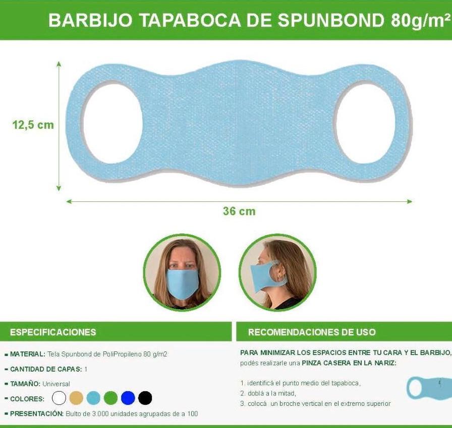 80g/m2 - 36 cm ancho y 12,5 alto - Material: Tela Spunbond de polipropileno - 1 Capa - Tamaño universal - Compra minima: 200 unidades