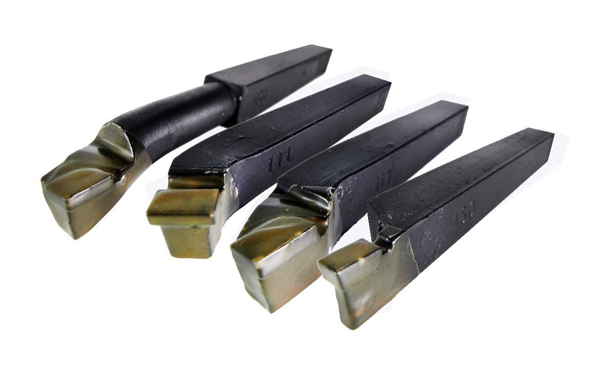 Herramientas soldadas para torno. Diversas formas en diferentes tamaño de mango, con placas soldadas para acero, fundición o materiales endurecidos.