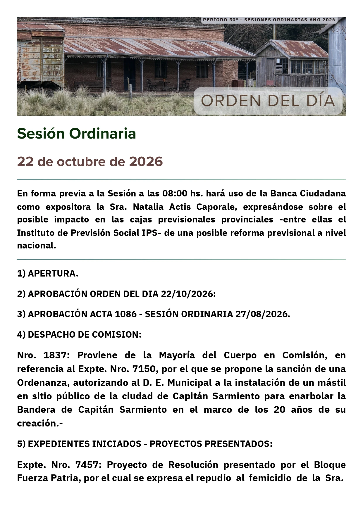 ORDEN DEL DIA 22/10/26 1