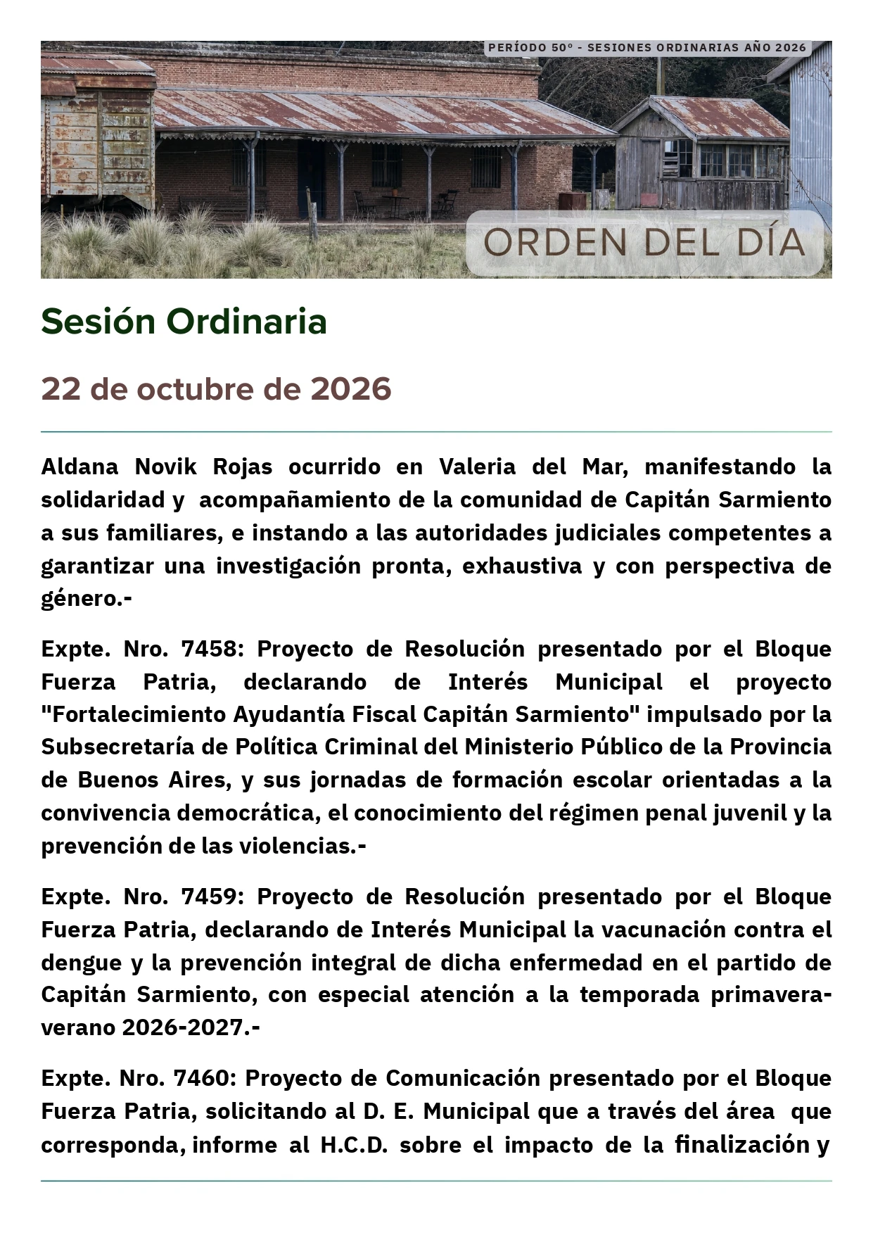 ORDEN DEL DIA 22/10/26 2