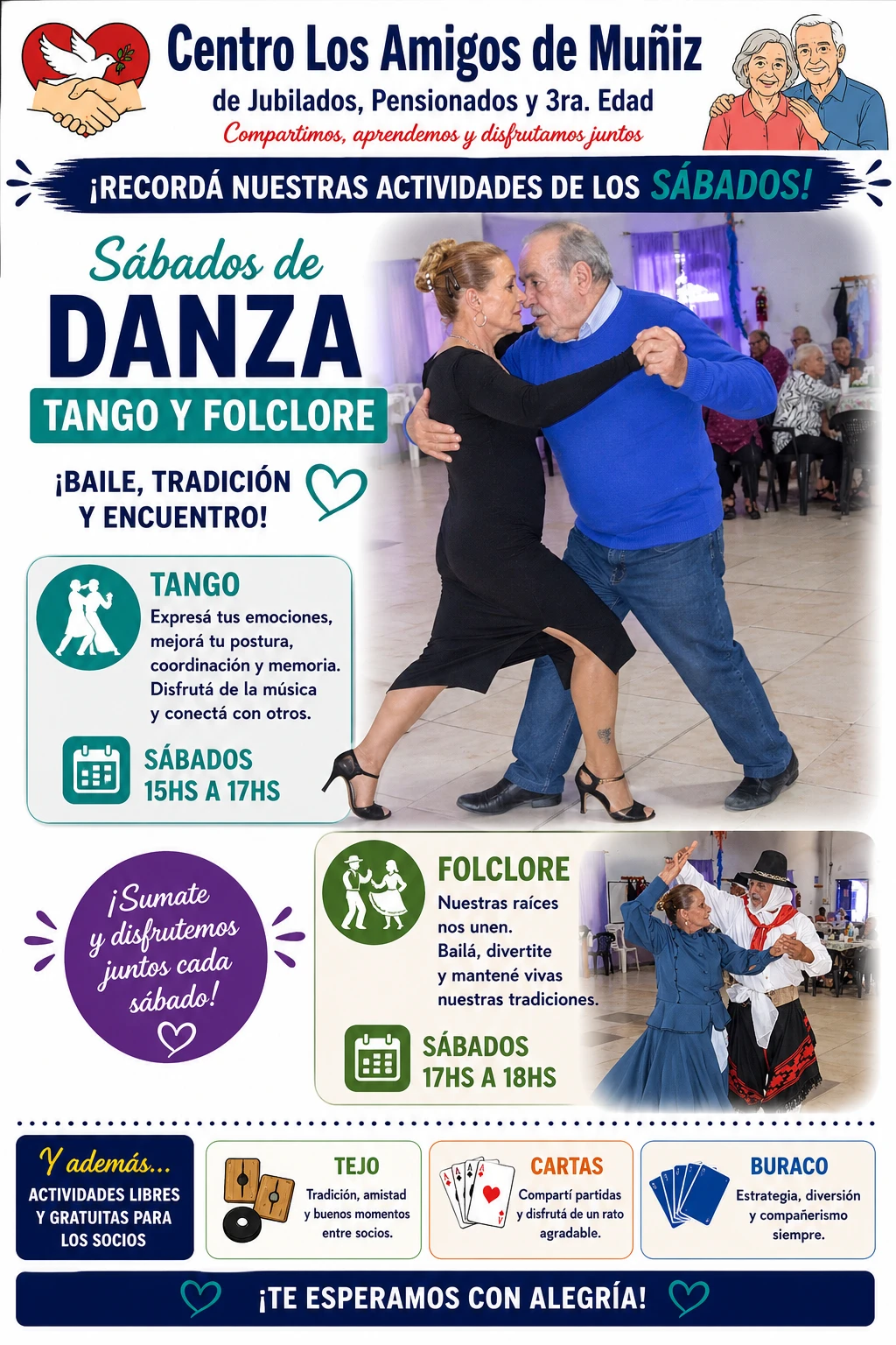 Adultos mayores participando en actividades sociales