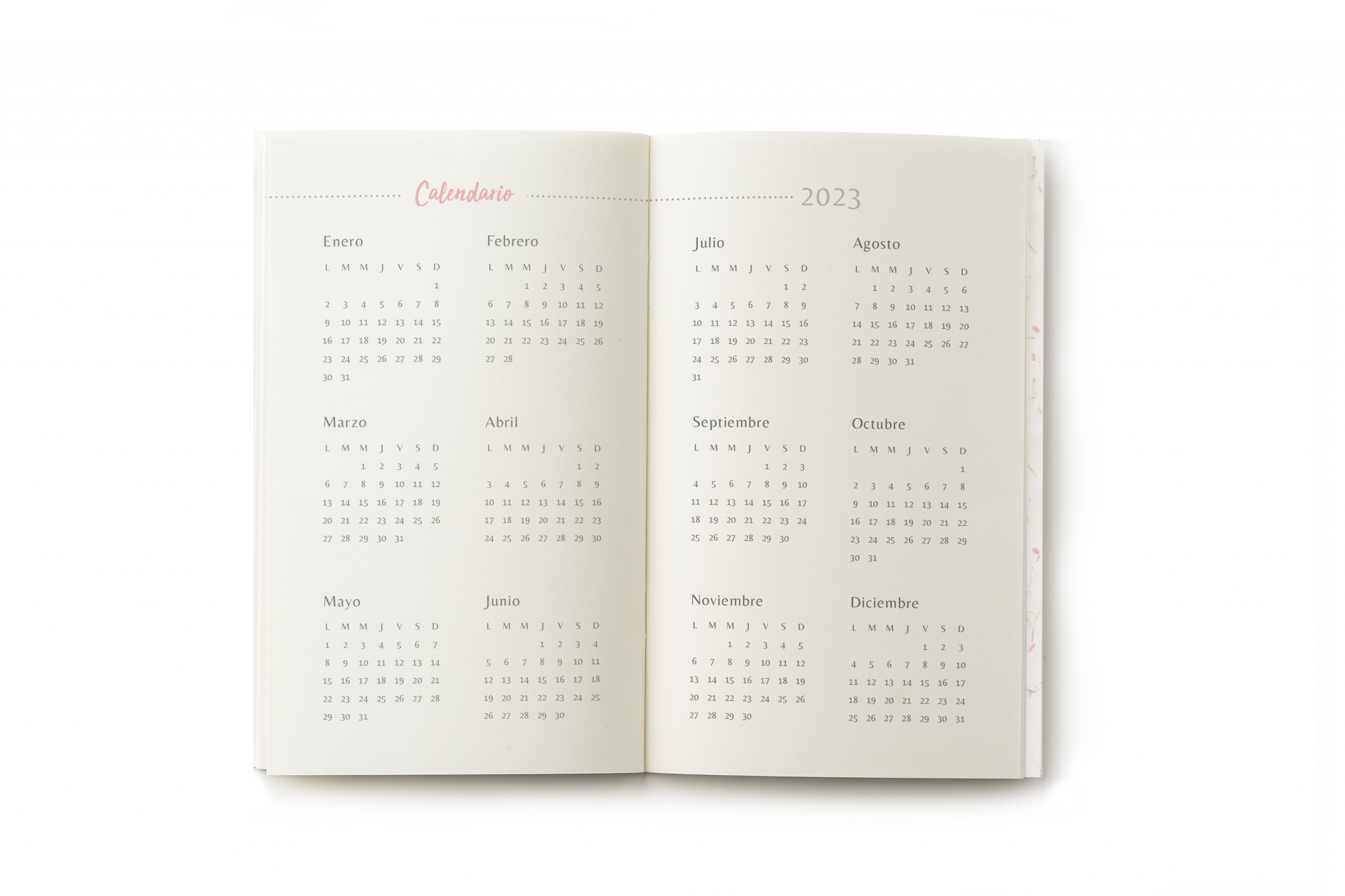 Calendario 2023 a doble página