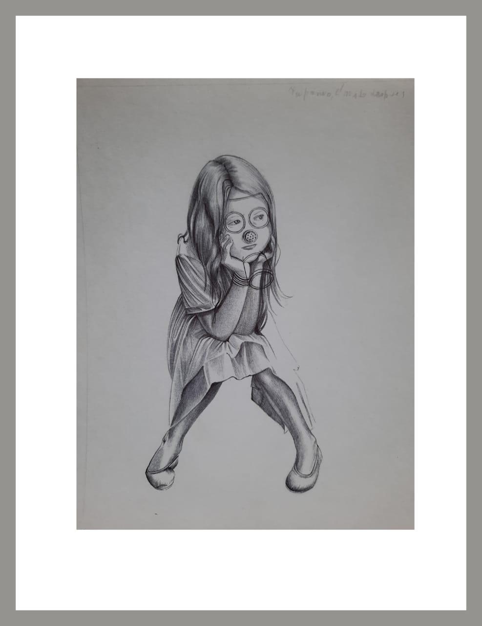 Dibujo en birome sobre papel. Medidas : 23x18  cm.