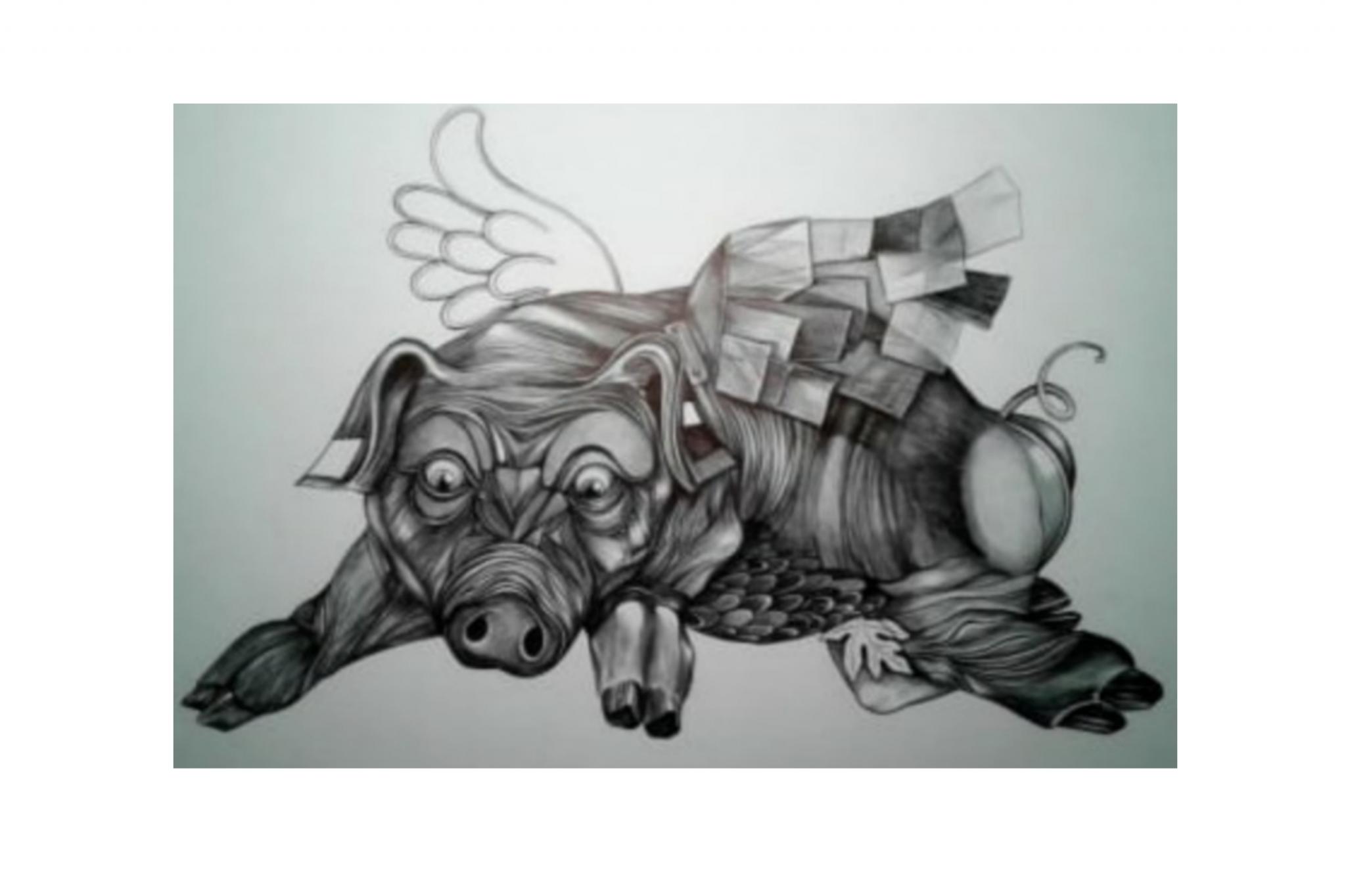 Dibujo en birome sobre papel. Medidas : 29,5x42  cm.