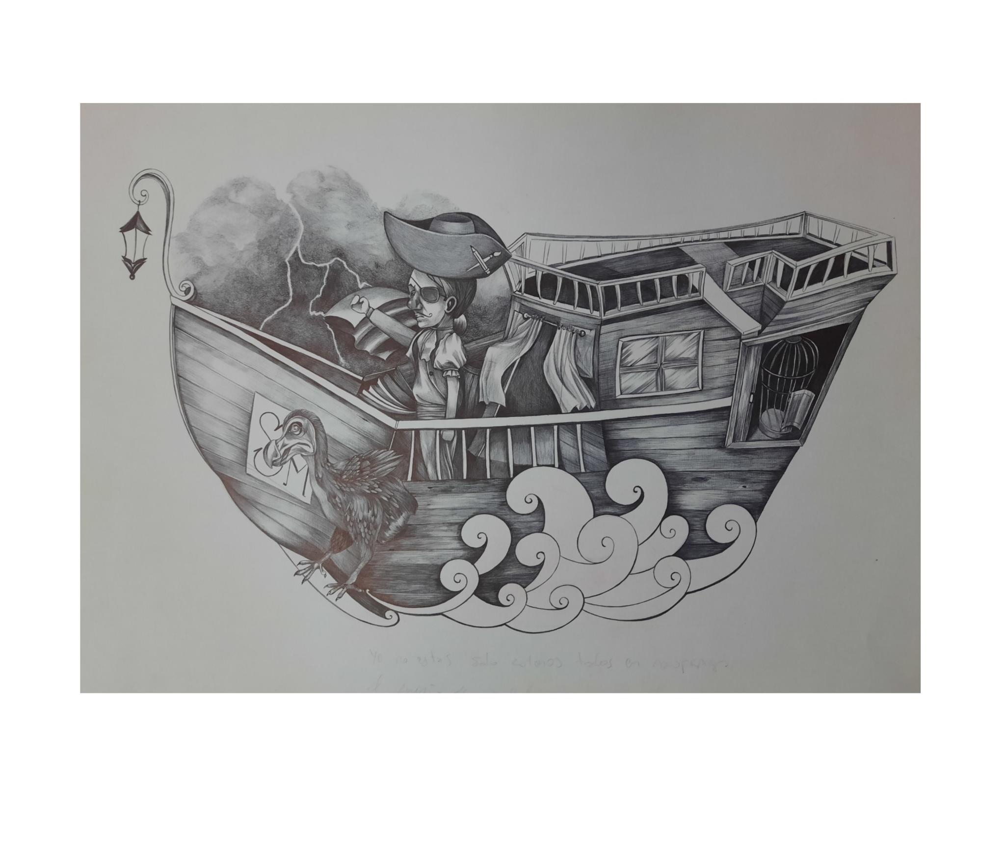 Dibujo en birDibujo en birome sobre papel. Medidas : 29,5x42   cm.