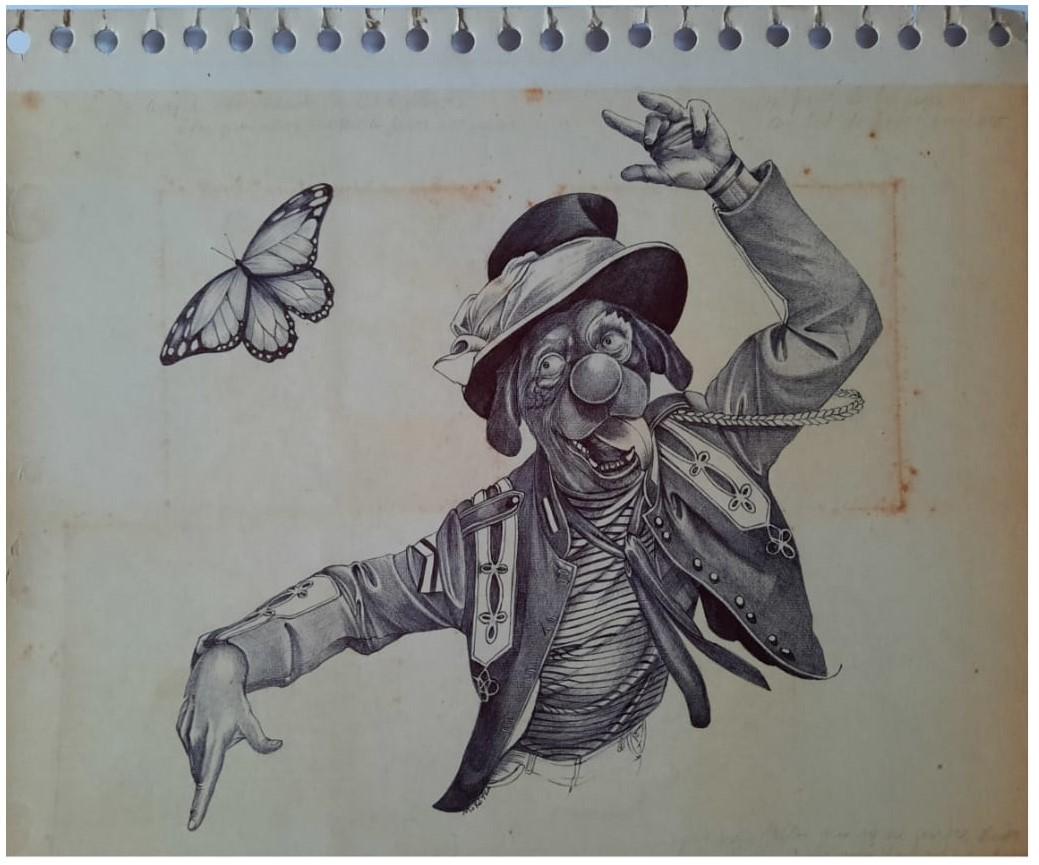 Dibujo en birome sobre cartón. Medidas : 22x28  cm.2