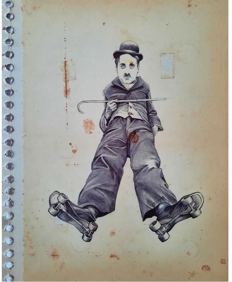 Dibujo con birome sobre cartón. Medidas: 28x22 cm