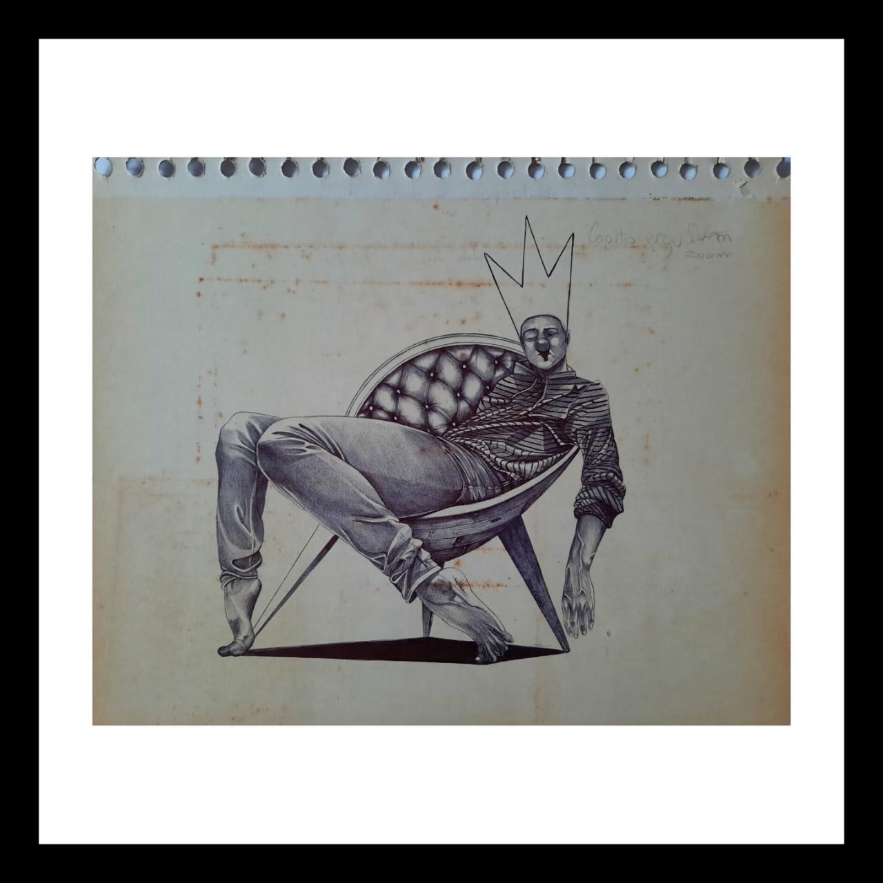 Dibujo en birome sobre cartón. Medidas : 22x28  cm.
